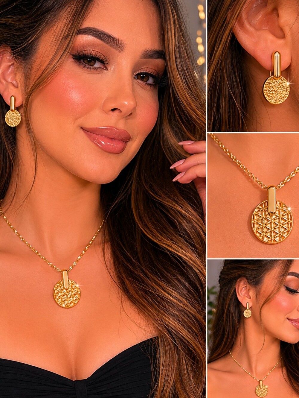 Daisy Fuentes Gold Earring and Necklace Boxed Set‎